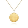 32 inch 14K Yellow Gold Round Pendant Necklace with Diamond Bale - 0.03 ct