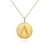 32 inch 14K Yellow Gold Round Pendant Necklace with Diamond Bale - 0.03 ct