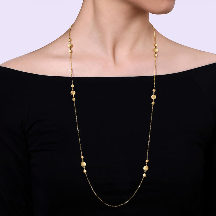 32 inch 14K Yellow Gold Station Necklace