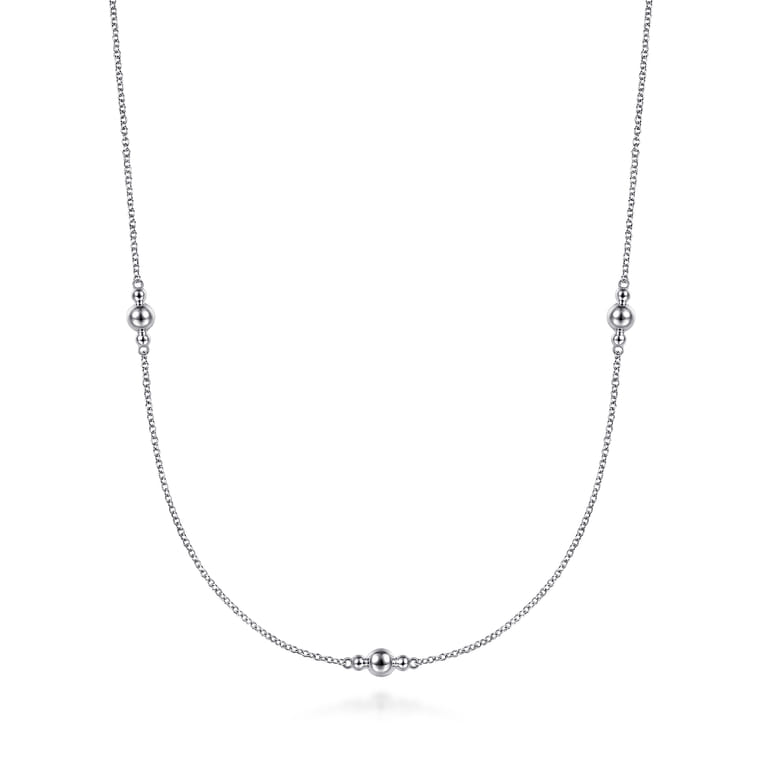 32 inch 925 Sterling Silver Beaded Necklace - Shot 1