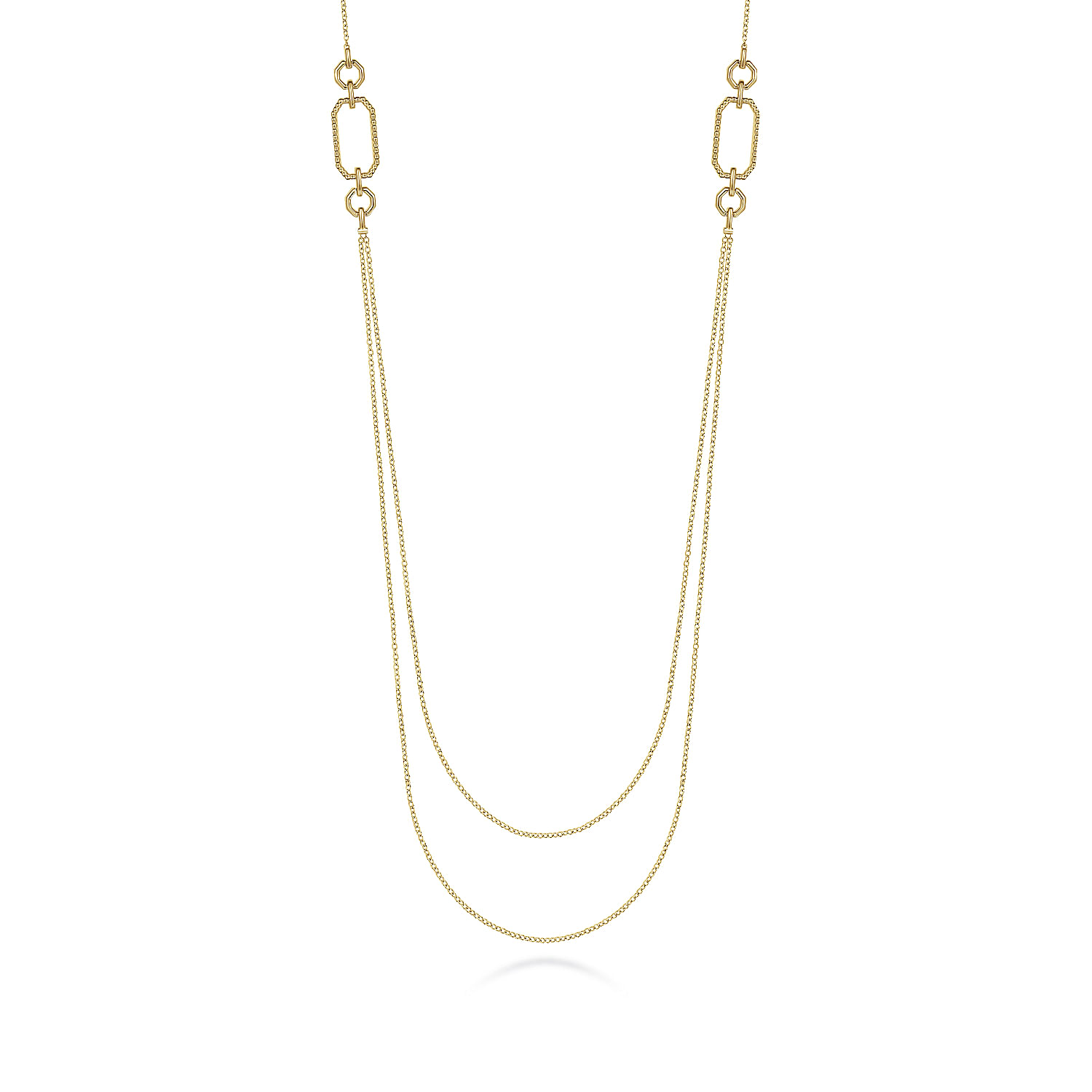 32inch 14K Yellow Gold Geo Station Sway Necklace