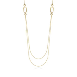 32inch 14K Yellow Gold Geo Station Sway Necklace