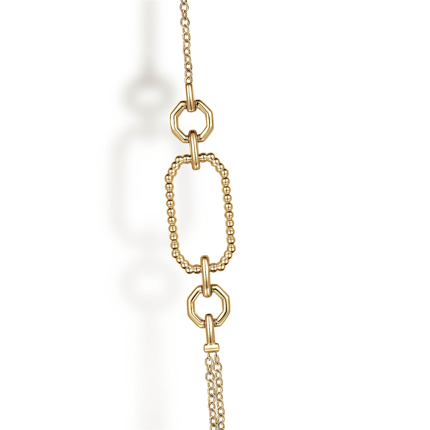 32inch 14K Yellow Gold Geo Station Sway Necklace