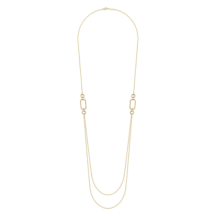 32inch 14K Yellow Gold Geo Station Sway Necklace