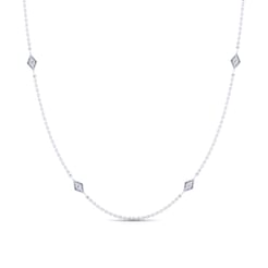 36 Inch 14K White Gold Diamond Station DBY Necklace