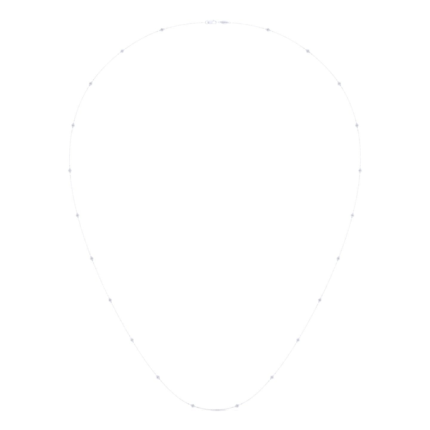 36 Inch 14K White Gold Diamond Station DBY Necklace - 0.3 ct - Shot 2