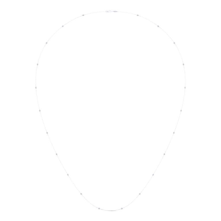 36 Inch 14K White Gold Diamond Station DBY Necklace - 0.3 ct - Shot 2