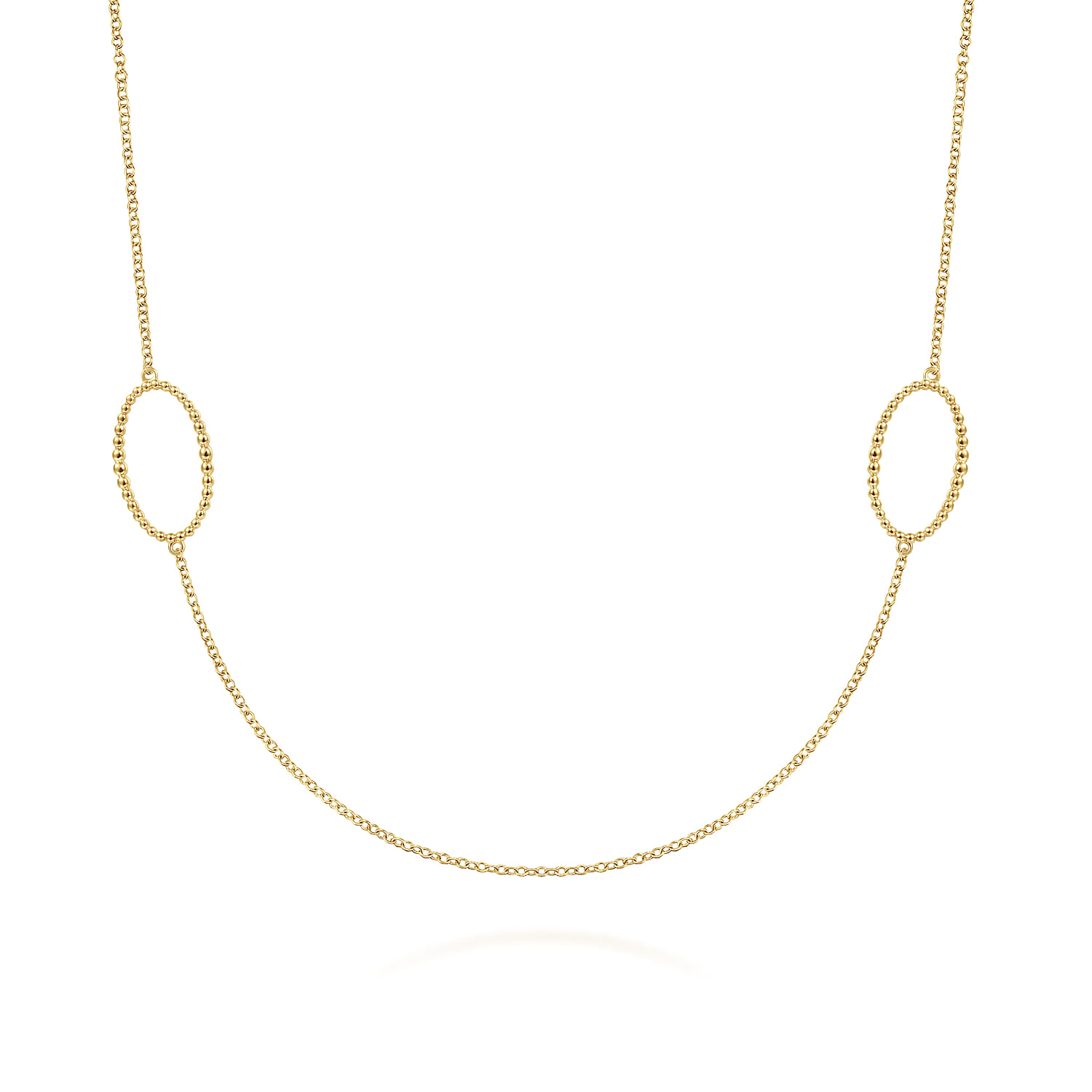 36 inch 14K Yellow Bujukan Bead Oval Station Necklace - Shot 1