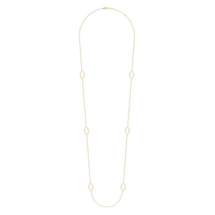 36 inch 14K Yellow Bujukan Bead Oval Station Necklace
