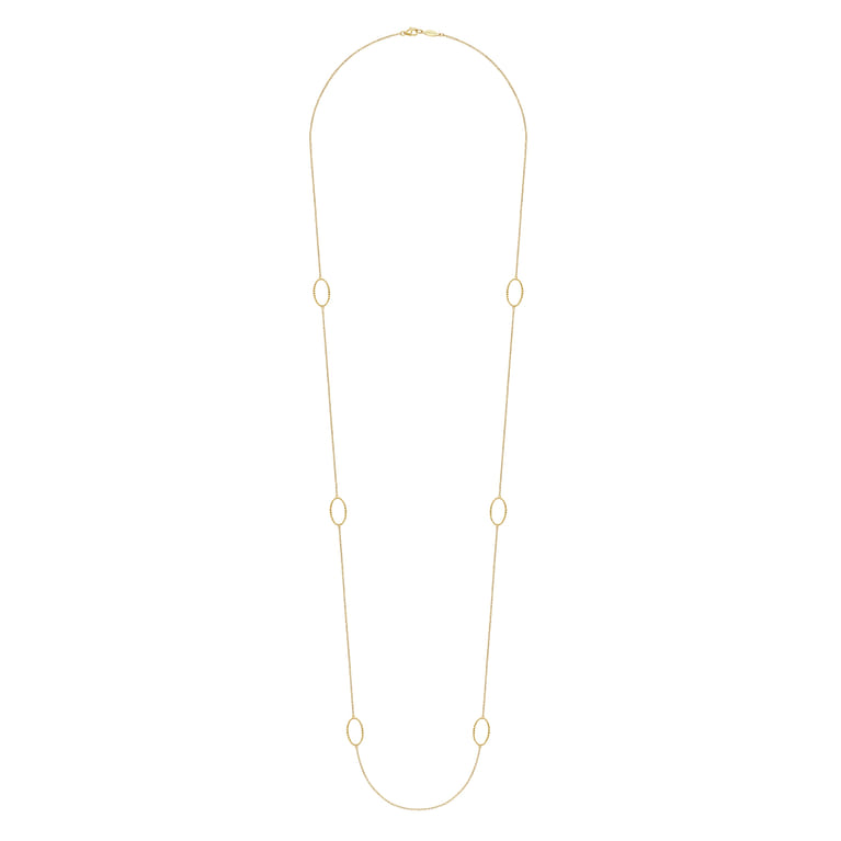 36 inch 14K Yellow Bujukan Bead Oval Station Necklace - Shot 2