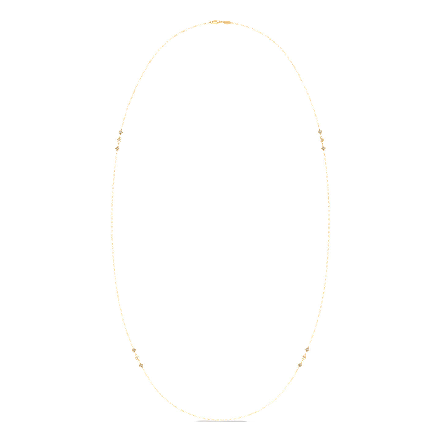 36 inch 14K Yellow Gold Geometric Shapes Diamond Station Necklace - 0.21 ct - Shot 2
