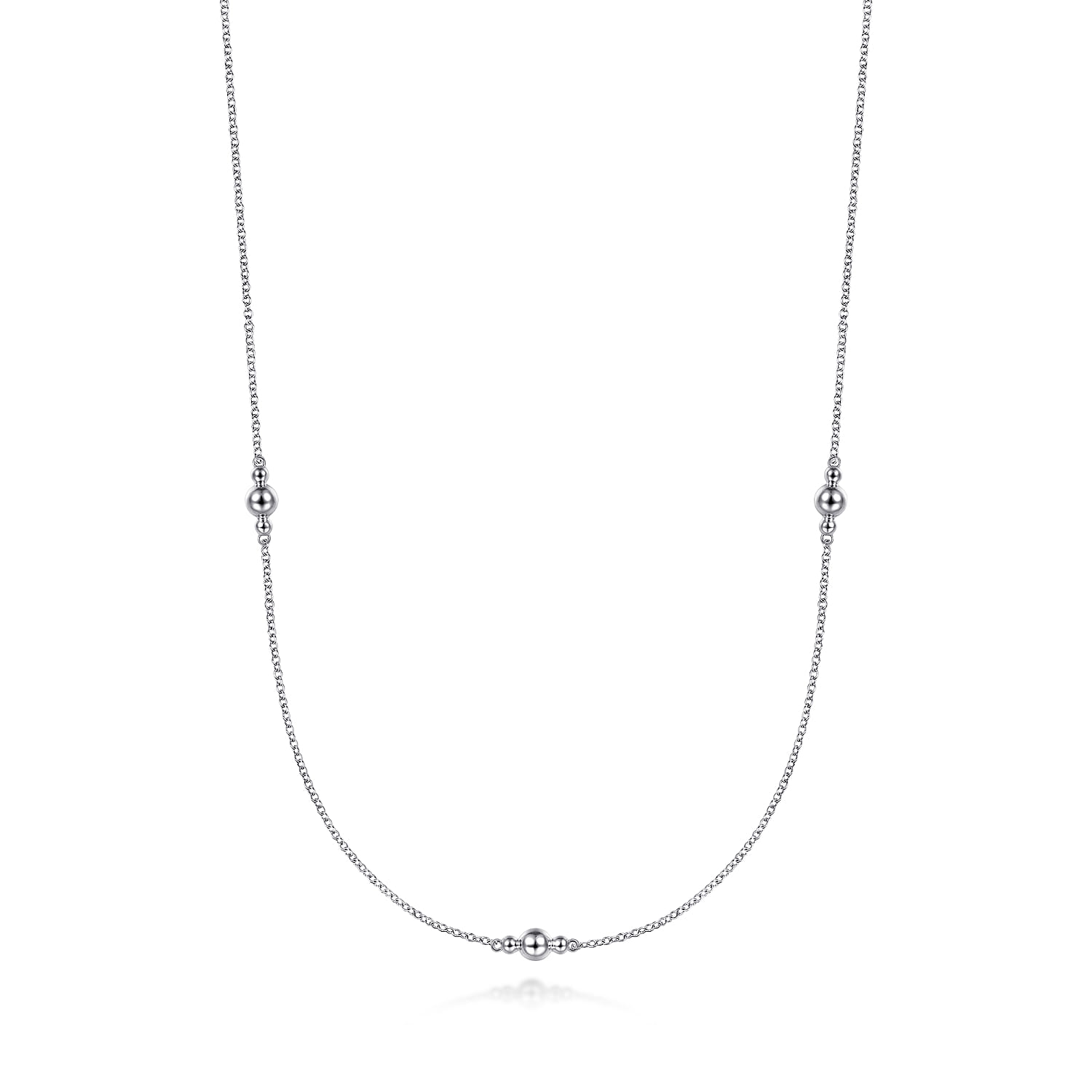 36 inch 925 Sterling Silver Beaded Necklace - Shot 1