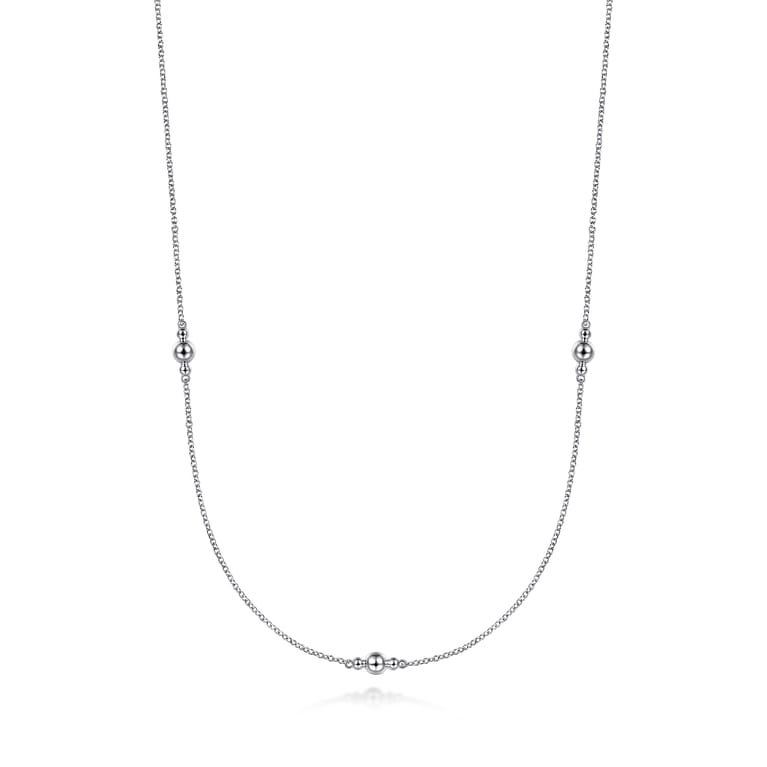 36 inch 925 Sterling Silver Beaded Necklace - Shot 1