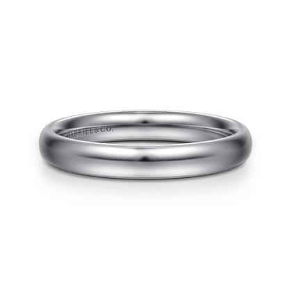 3MM 14K White Gold Plain Wedding Band