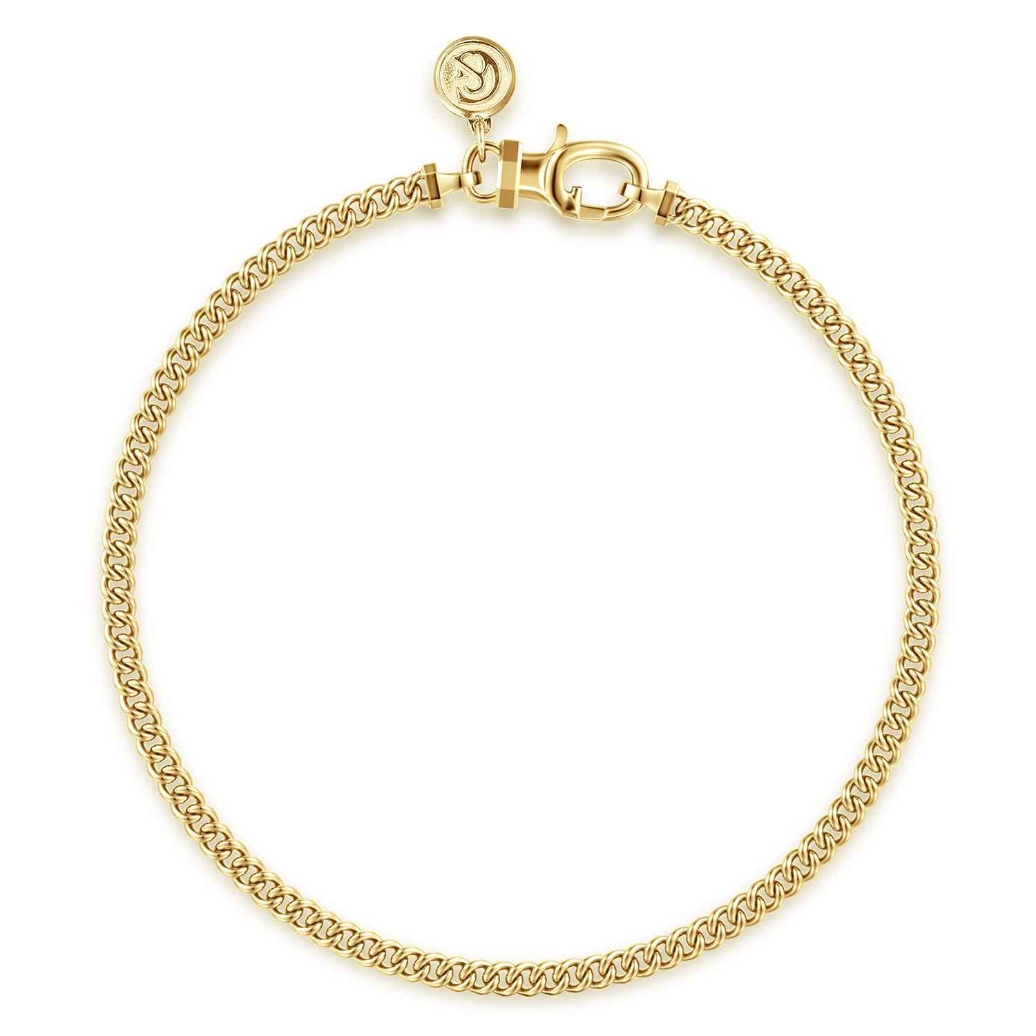 3mm 14K Yellow Gold Men's Hollow Cuban Link Chain Bracelet - Shot 1