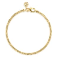3mm 14K Yellow Gold Men's Hollow Cuban Link Chain Bracelet