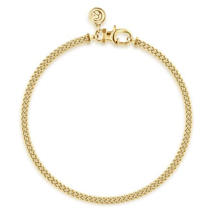 3mm 14K Yellow Gold Men's Hollow Cuban Link Chain Bracelet