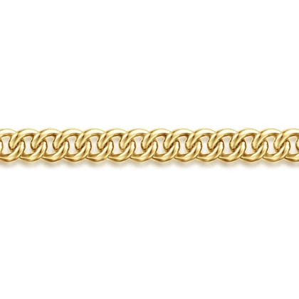 3mm 14K Yellow Gold Men's Hollow Cuban Link Chain Bracelet