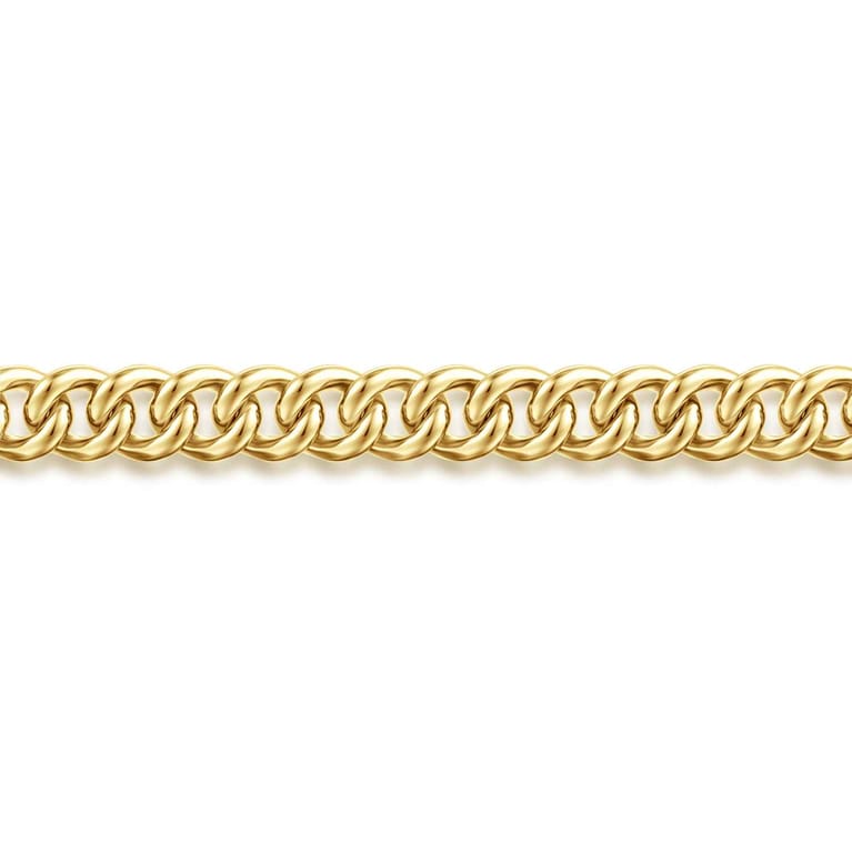 3mm 14K Yellow Gold Men's Hollow Cuban Link Chain Bracelet - Shot 2
