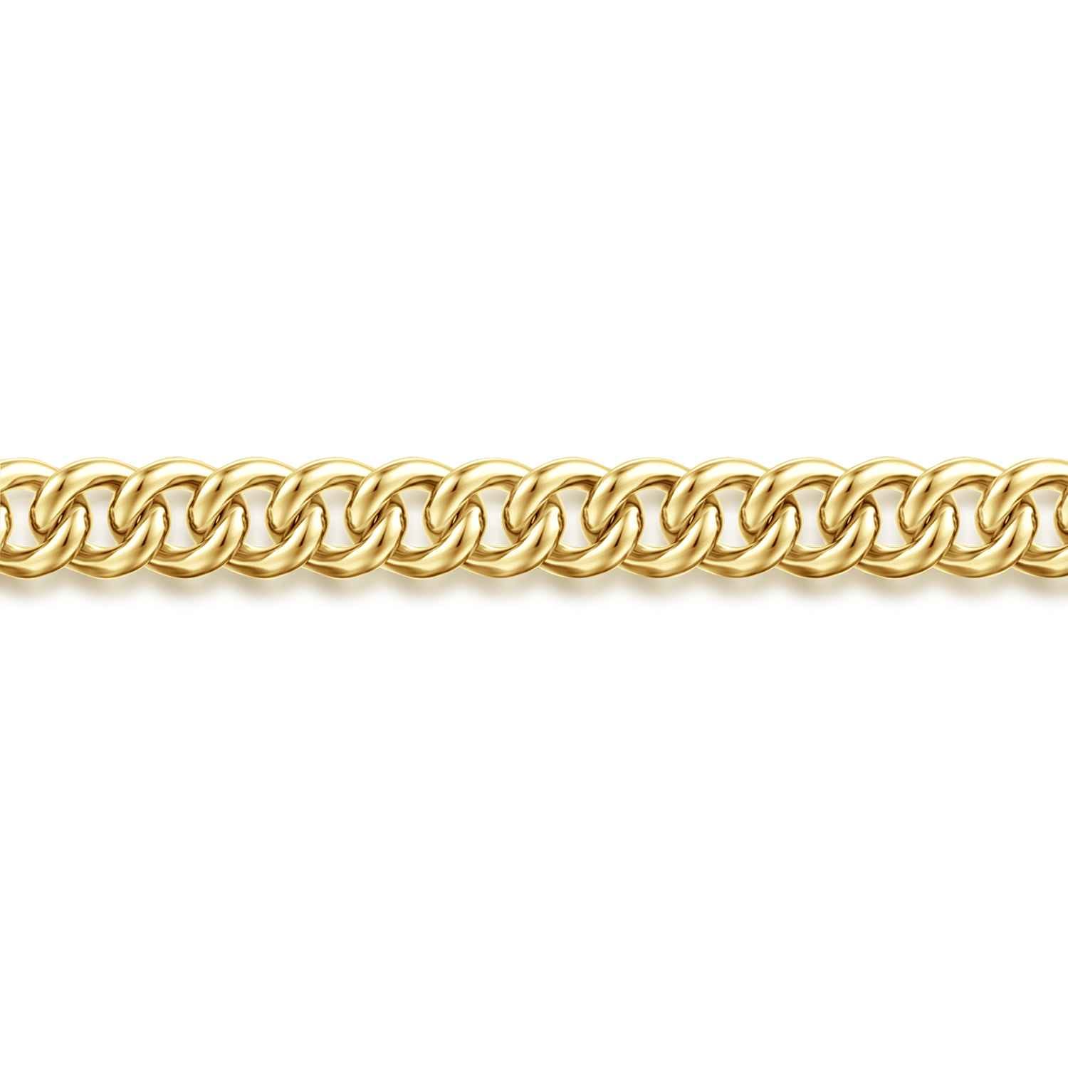 3mm 14K Yellow Gold Men's Hollow Cuban Link Chain Bracelet - Shot 2
