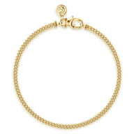 3mm 14K Yellow Gold Men's Hollow Cuban Link Chain Bracelet