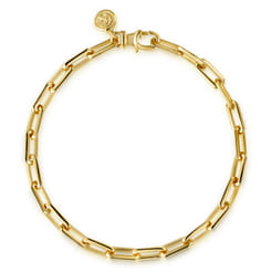 4.40mm 14K Yellow Gold Men's Hollow Elongated Link Chain Bracelet