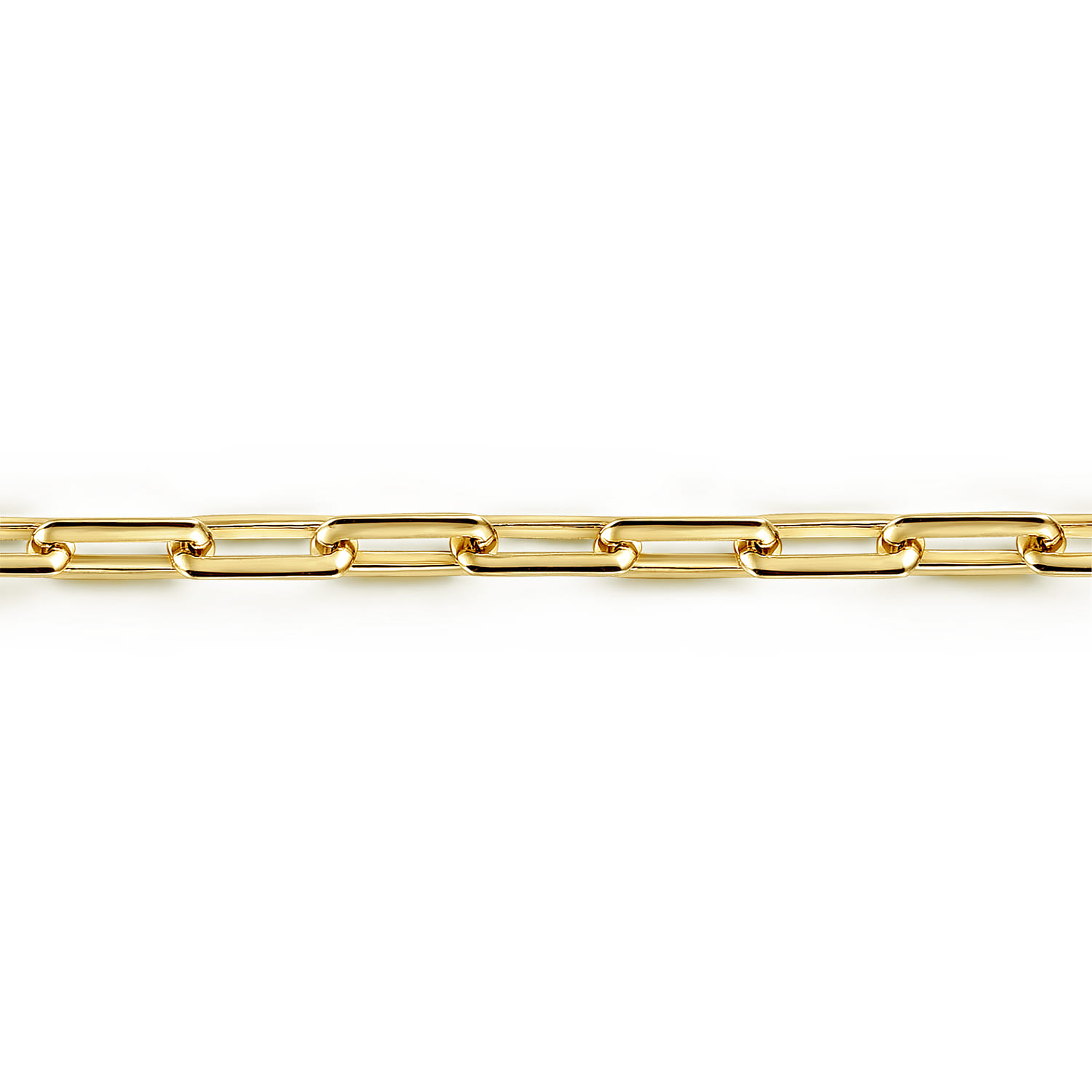 4.40mm 14K Yellow Gold Men's Hollow Elongated Link Chain Bracelet - Shot 2