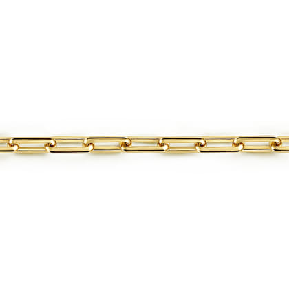 4.40mm 14K Yellow Gold Men's Hollow Elongated Link Chain Bracelet