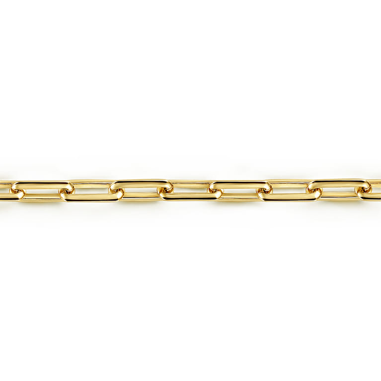 4.40mm 14K Yellow Gold Men's Hollow Elongated Link Chain Bracelet - Shot 2