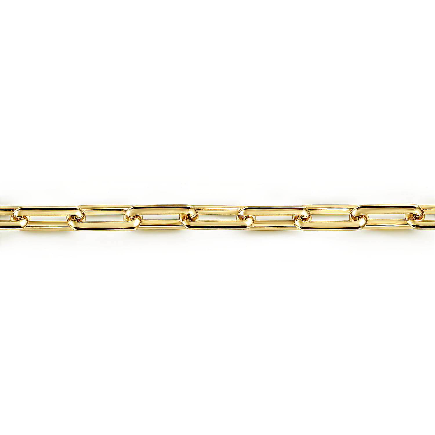 4.50mm 14K Yellow Gold Men's Solid Elongated Link Chain Bracelet - Shot 2