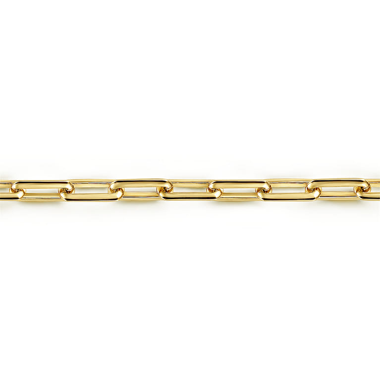 4.50mm 14K Yellow Gold Men's Solid Elongated Link Chain Bracelet - Shot 2
