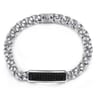 43mm 925 Sterling Silver Black Spinel Men's Mix Cuban Link Chain with ID Bracelet