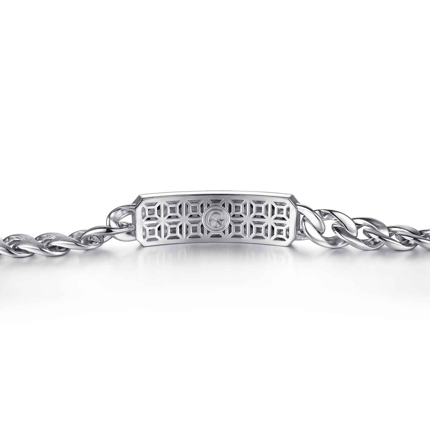 43mm 925 Sterling Silver Black Spinel Men's Mix Cuban Link Chain with ID Bracelet - Shot 3