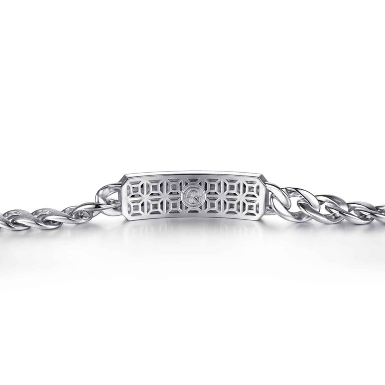 43mm 925 Sterling Silver Black Spinel Men's Mix Cuban Link Chain with ID Bracelet - Shot 3