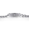 43mm 925 Sterling Silver Black Spinel Men's Mix Cuban Link Chain with ID Bracelet