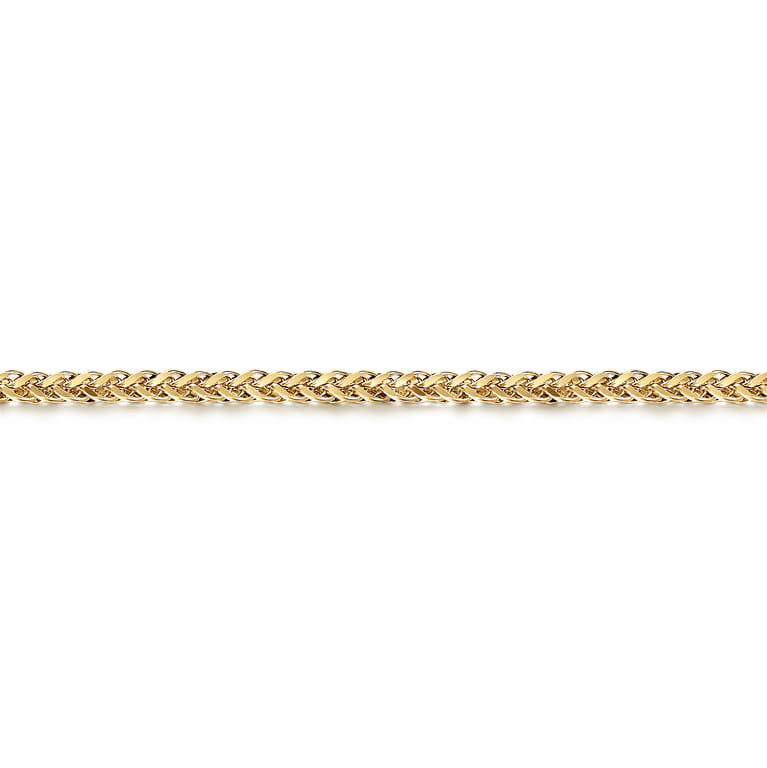 4mm 14K Yellow Gold Men's Hollow Wheat Chain Bracelet - Shot 2