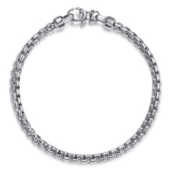 4mm 925 Sterling Silver Men's Solid Box Chain Bracelet