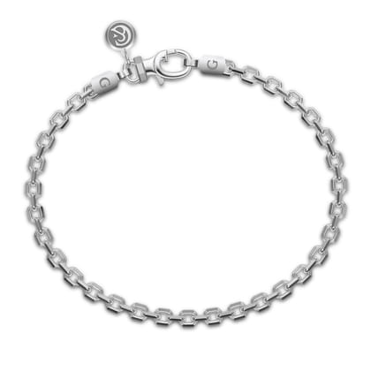 4mm 925 Sterling Silver Men's Solid Link Chain Bracelet 