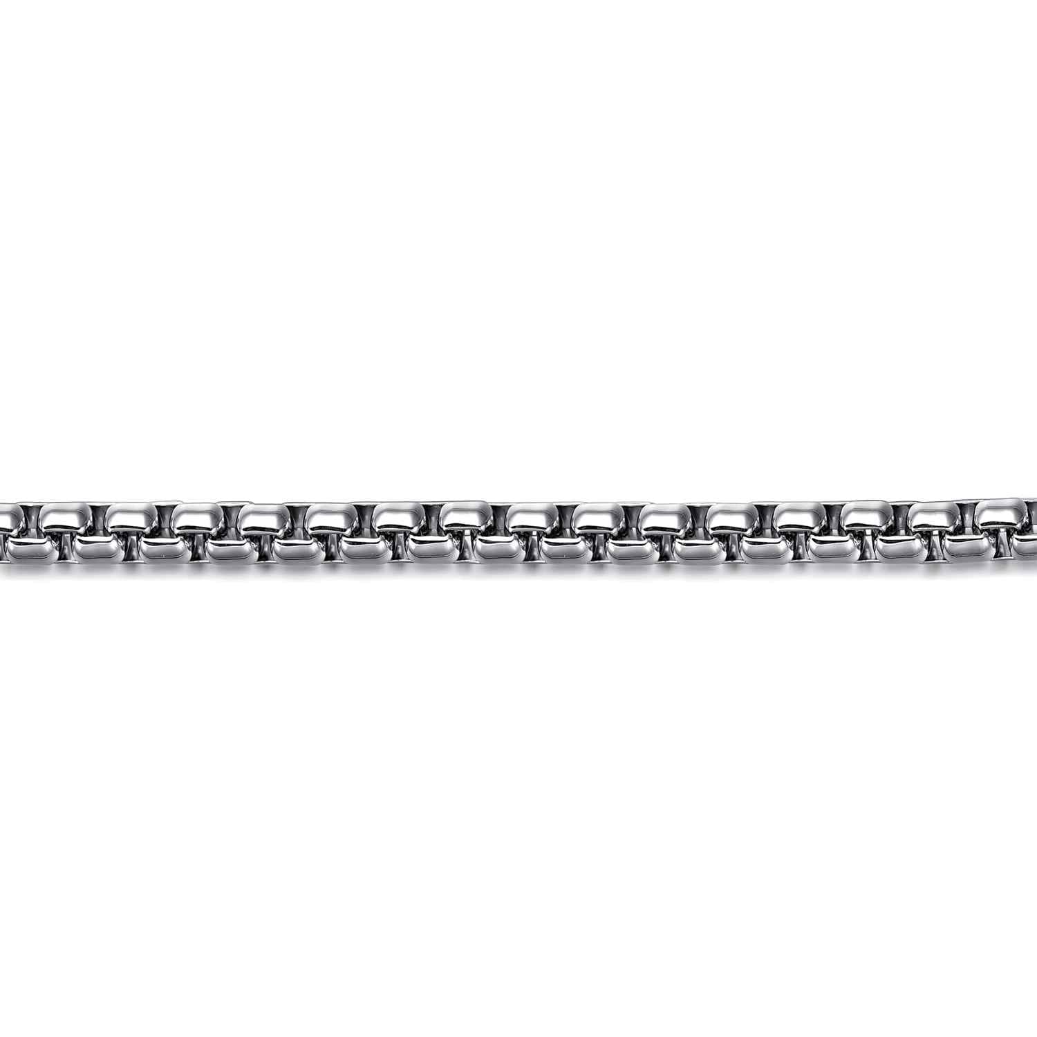 4mm 925 Sterling Silver Men's Solid Round Box Chain Bracelet - Shot 2
