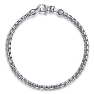 4mm 925 Sterling Silver Men's Solid Round Box Chain Bracelet
