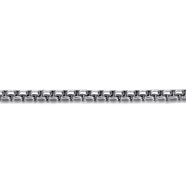 4mm 925 Sterling Silver Men's Solid Round Box Chain Bracelet - Shot 2