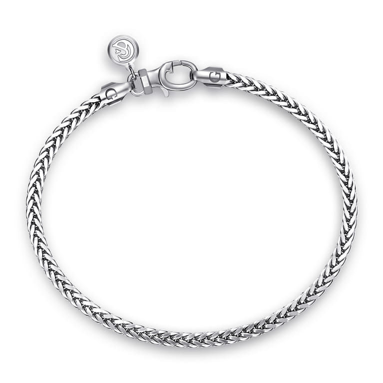 4mm 925 Sterling Silver Men's Solid Wheat Chain Bracelet  - Shot 1