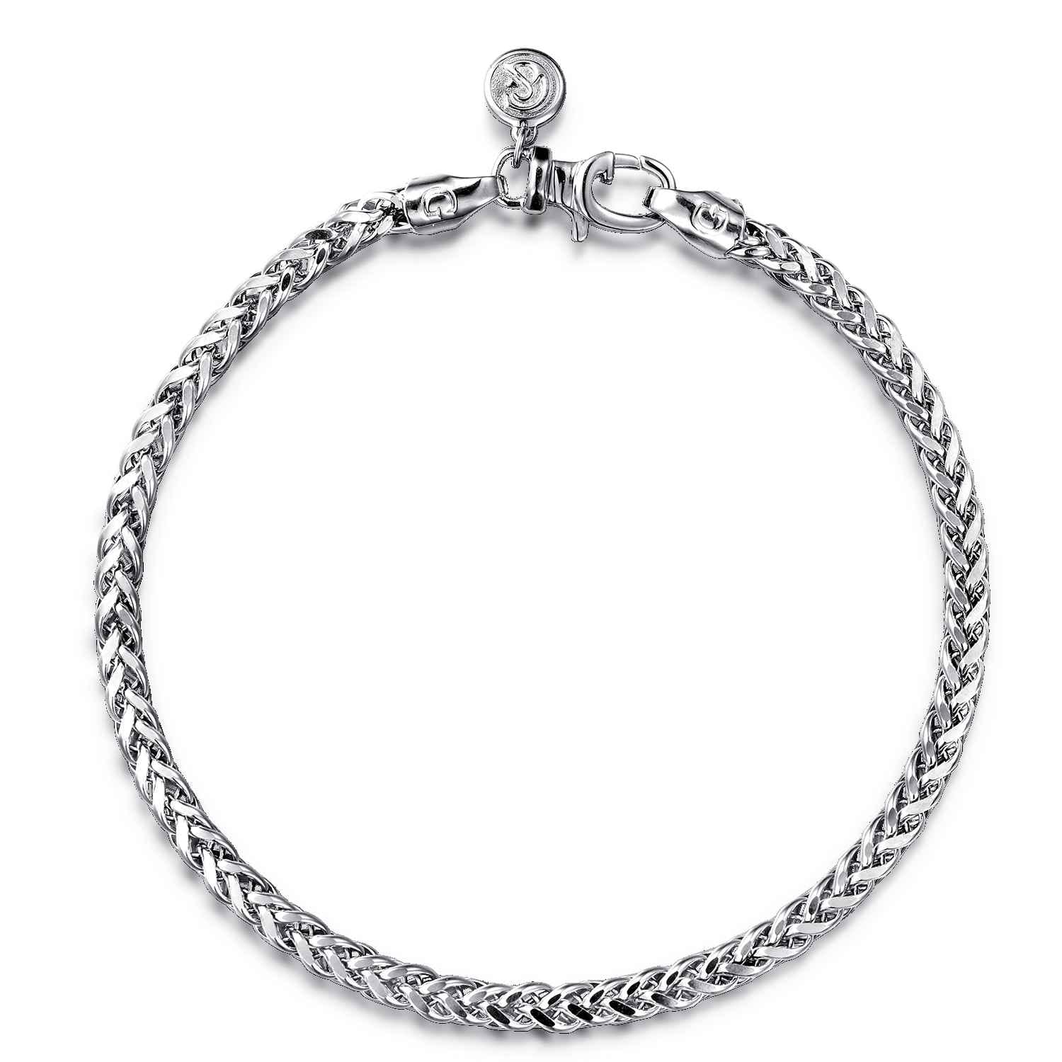 4mm 925 Sterling Silver Men's Solid Wheat Chain Bracelet  - Shot 1