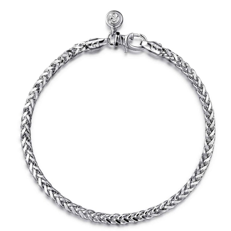 4mm 925 Sterling Silver Men's Solid Wheat Chain Bracelet  - Shot 1