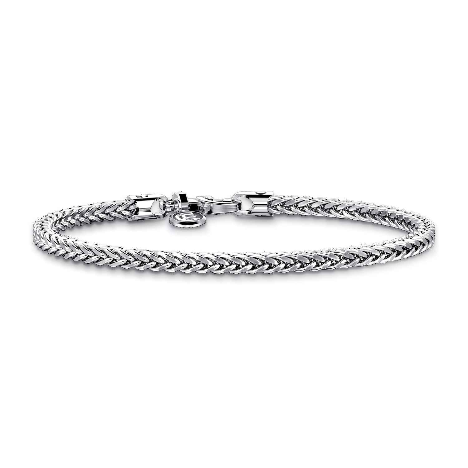 4mm 925 Sterling Silver Men's Solid Wheat Chain Bracelet  - Shot 3