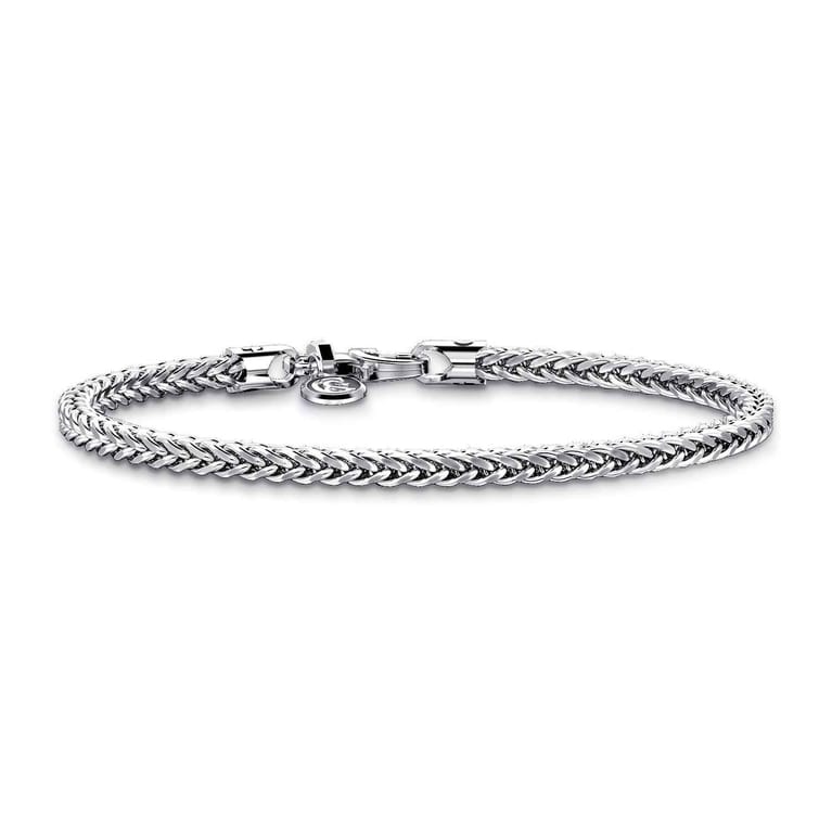 4mm 925 Sterling Silver Men's Solid Wheat Chain Bracelet  - Shot 3