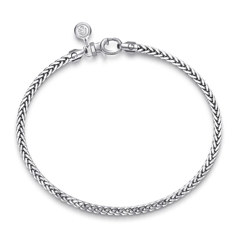 4mm 925 Sterling Silver Men's Solid Wheat Chain Bracelet  - Shot 1