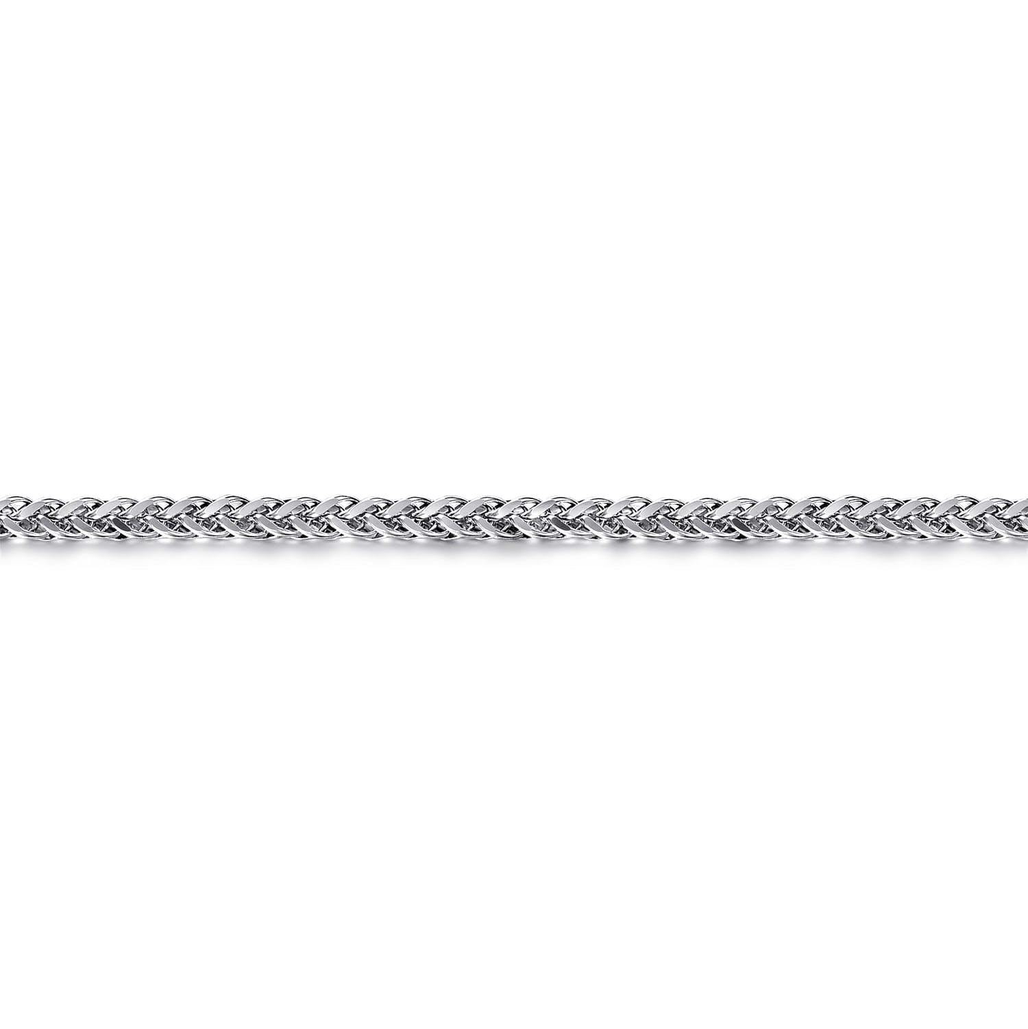 4mm 925 Sterling Silver Men's Solid Wheat Chain Bracelet - Shot 2
