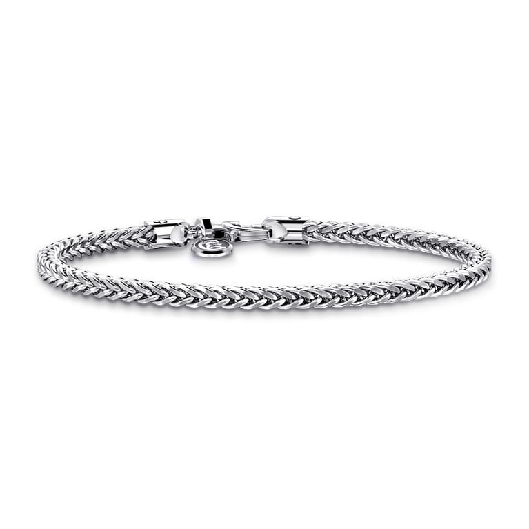 4mm 925 Sterling Silver Men's Solid Wheat Chain Bracelet - Shot 3