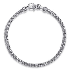 4mm 925 Sterling Silver Solid Mens Round Box Chain Bracelet